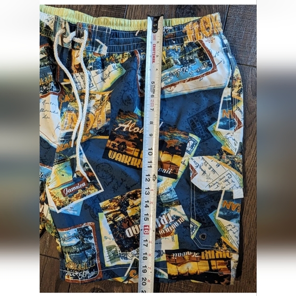 Caribbean Joe Swim Trunks XXL Mesh Lining Cargo Pockets - Hawaii Postcard Print. - Picture 10 of 16